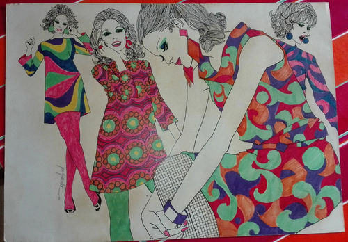 José Gonzalez : Illustration "Femmes en robes"